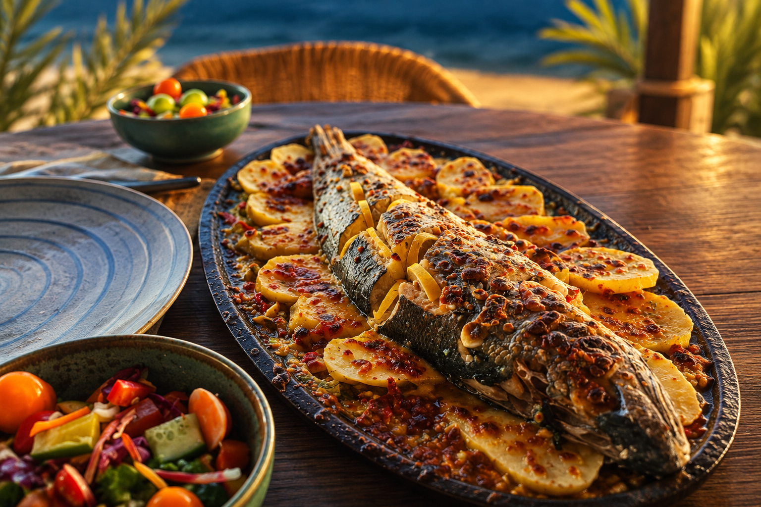 Fresh whole fish served at REMAL by the sea